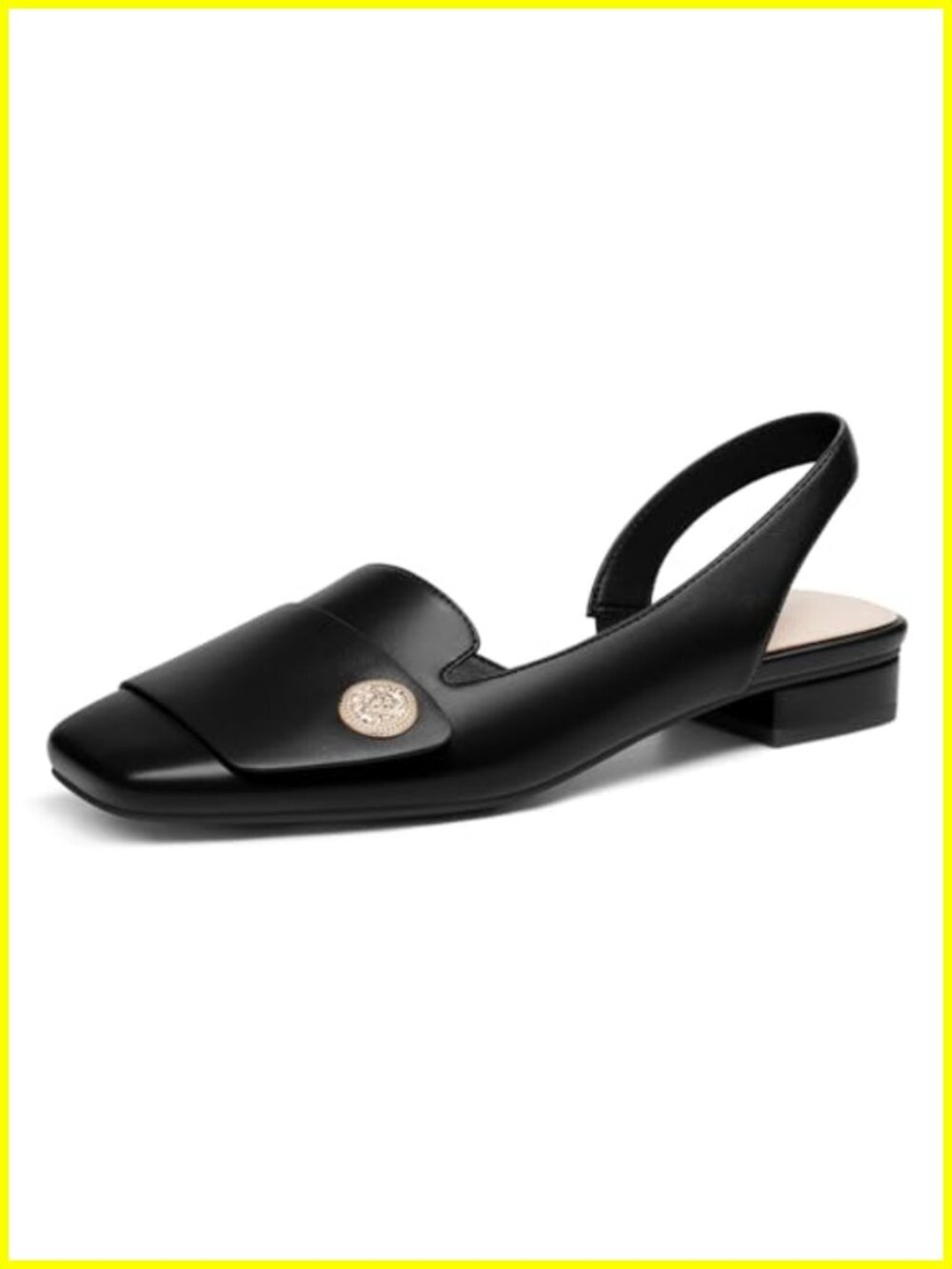 Chunky Low Heel Slingback Square Toe D'Orsay Pumps Slip On Dress Work Shoes